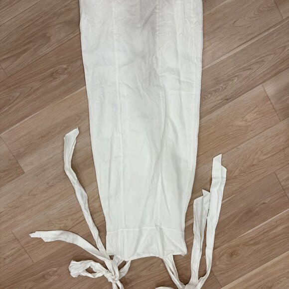 DISSH - White Aisle Linen Tie Bow Midi Dress - Picture 7 of 9